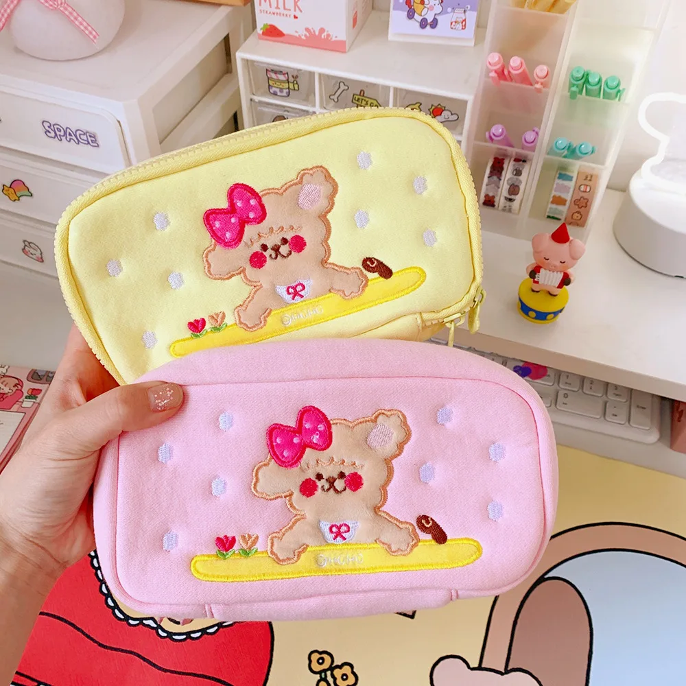 

kawaii Bear Pencil Case Stationery Storage Bags Pencilbag Pouch Korea Fashion Cute Bear Cosmetic Makeup Bag School Supplies