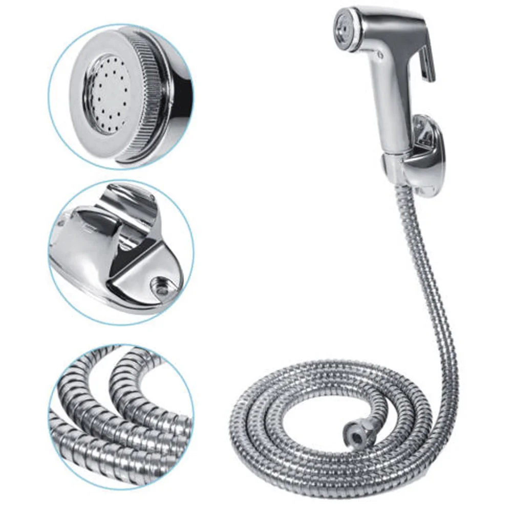 

1pcs Toilet Shattaf Adapter Spray w/ 1.5m Spring Tube Handheld Bidet Shower Head Wall Bracket Hose Kit for Watering Flower Pet