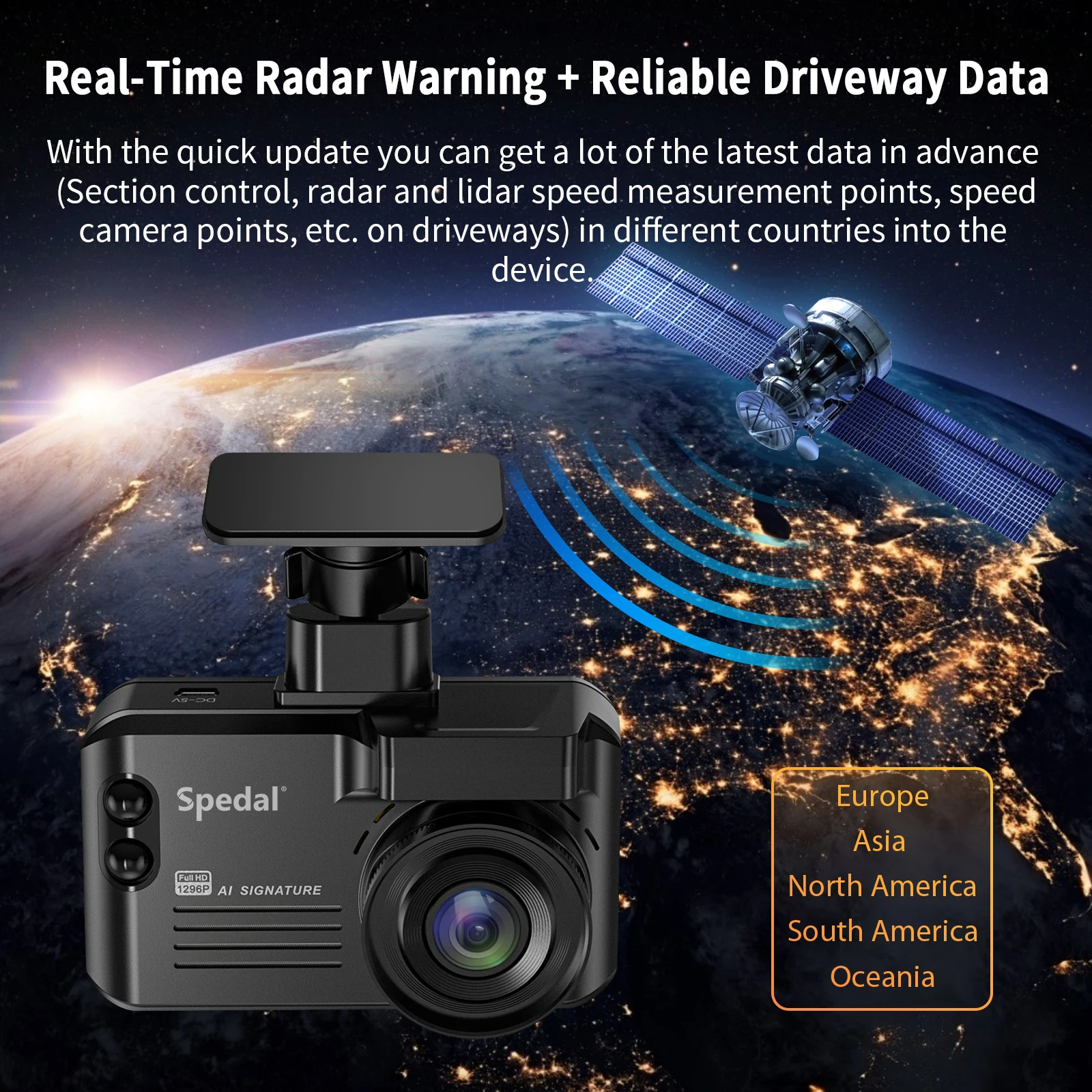 $176.00 Spedal Radar Detector Dashcam GPS Traffic Alarm 3in1 Global Speed Limits Data Laser Camera with G-Sensor Loop Recording 668T