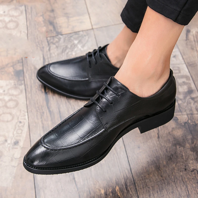 CRMDEOX/Новинка зимние мужские туфли оксфорды в деловом стиле с острым носком