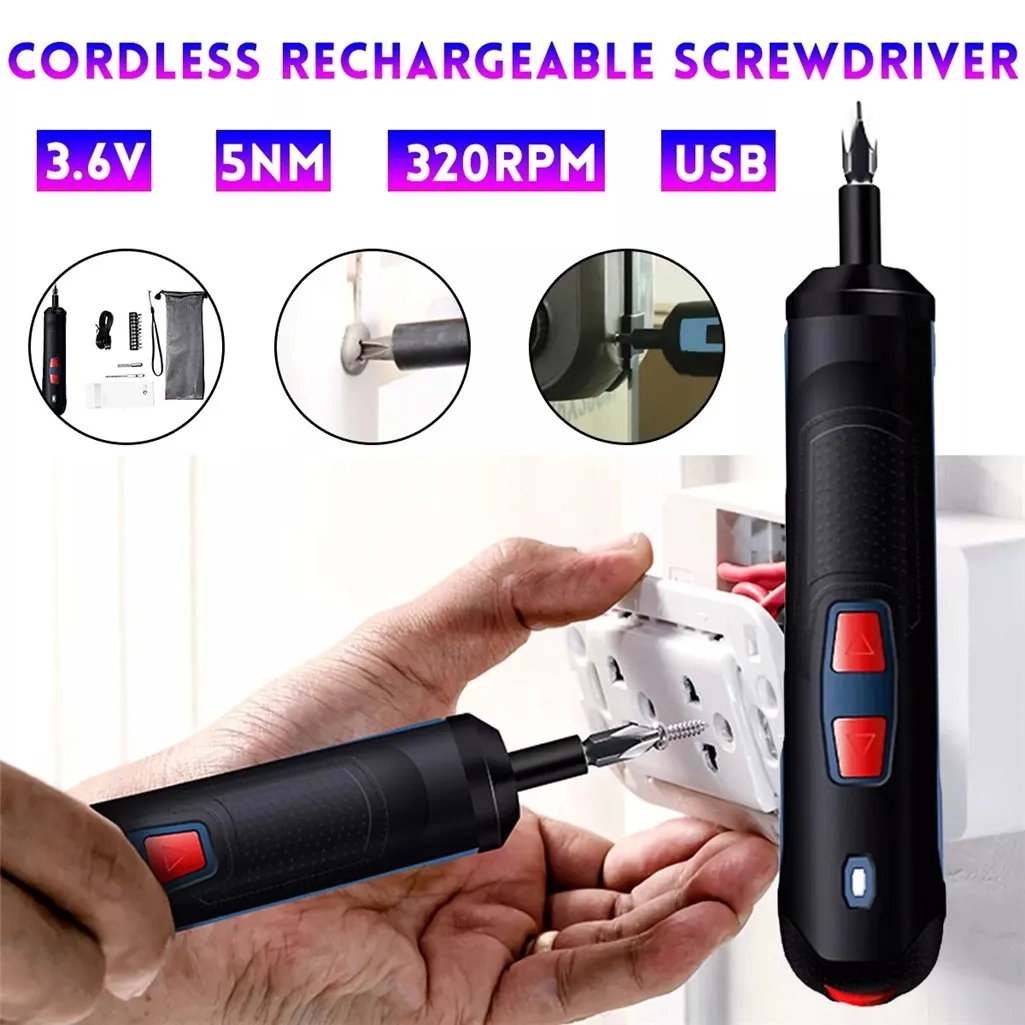 Мини беспроводной набор отверток 320 об/мин отвертка с прямой ручкой шуруповерт usb