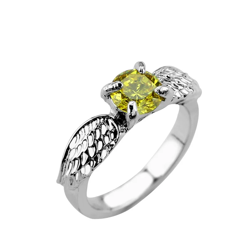 

television couple's Ring Quidditch metal colour potters Wedding Ange lWing Rings with Orange Crystal Jewelry Gifts Ladies gift
