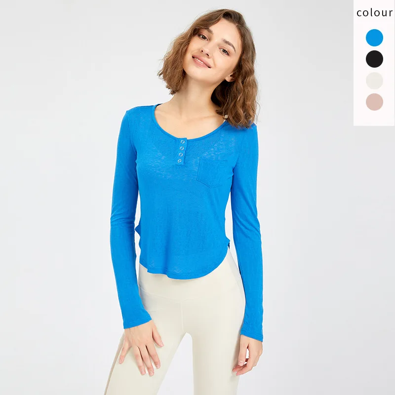 

Women's Long-sleeved Yoga Clothes Short Running Casual Slimming Sexy Fitness T-shirt Workout Tops Female Seamless Gym Crop Top