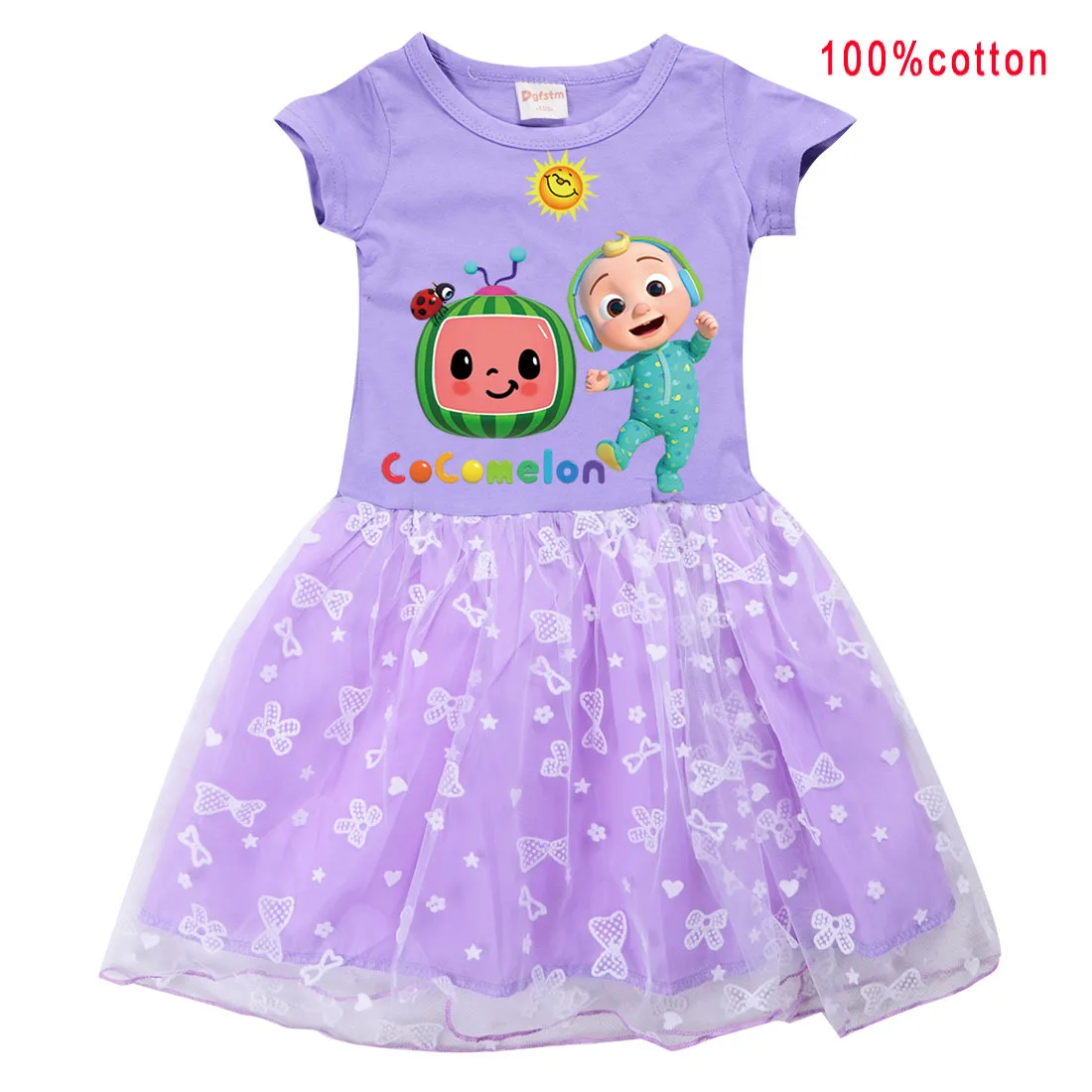 

Baby Dress 2021 Summer Kids Cocomelon Clothes New Girls Fashion Infantile Dresses Children Cotton T-shirt Short Sleeves Dress
