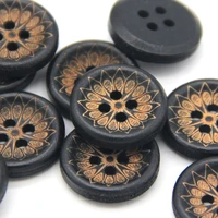 18mm flower carved natural black wooden buttons for clothing kids coat diy crafts windbreaker sewing decorations wholesale