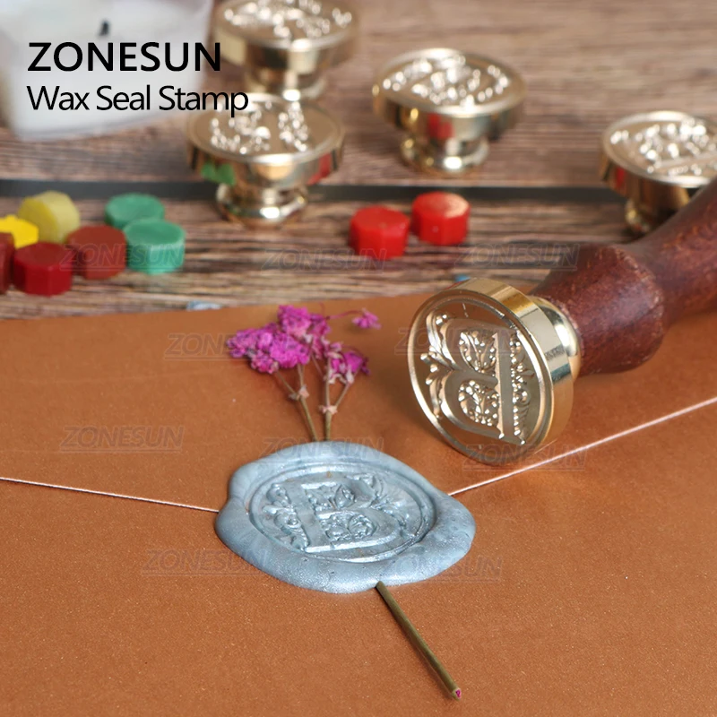 ZONESUN штамп для печати конвертов с надписью из воска и меди художественный