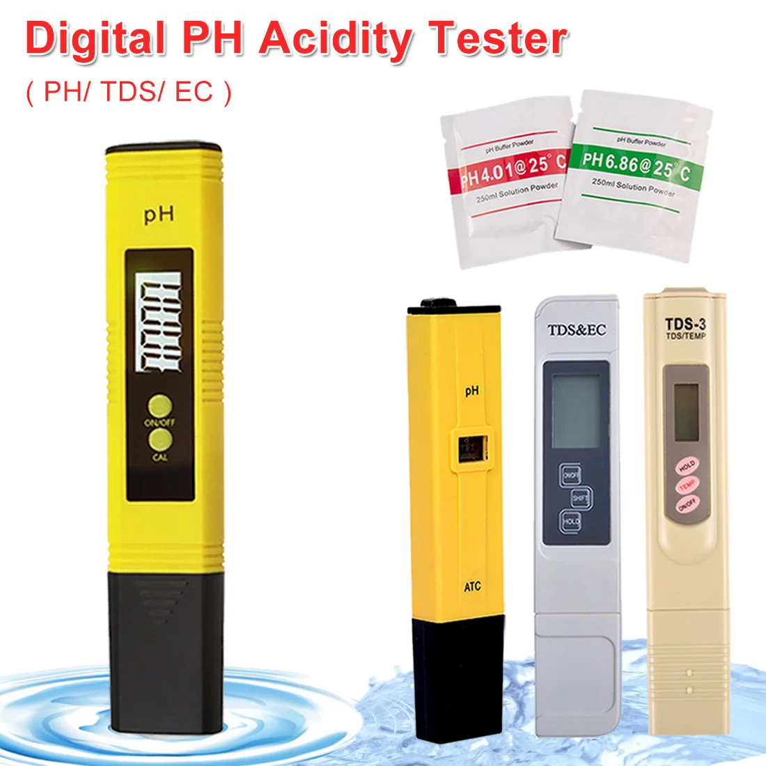 Портативный Цифровой PH /TDS/ EC Тестер Pen 0 14 /0 9990ppm Чистота воды для аквариума