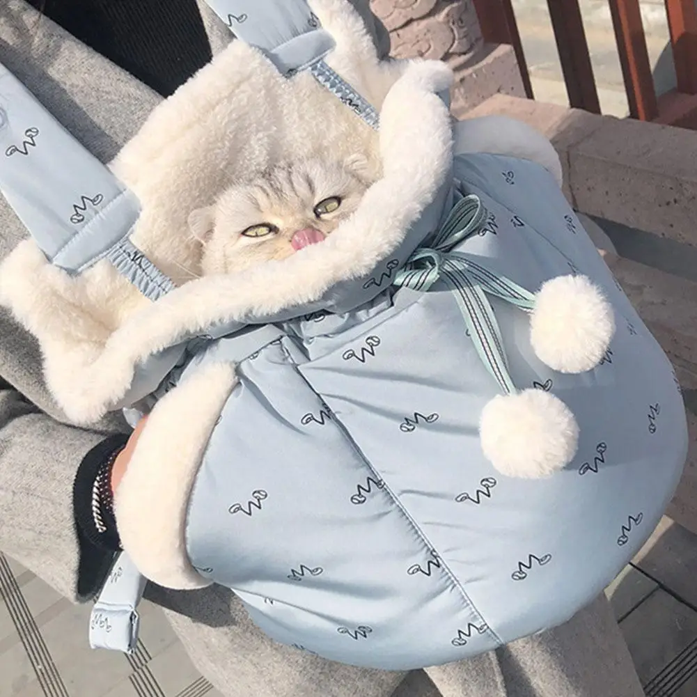 Зимняя переноска для домашних животных, сумка для собак, кошек, рюкзак на грудь, мягкая для собак, щенков, кошек, бархатная теплая уличный для пешего туризма вместительная хозяйственная сумка-держатель