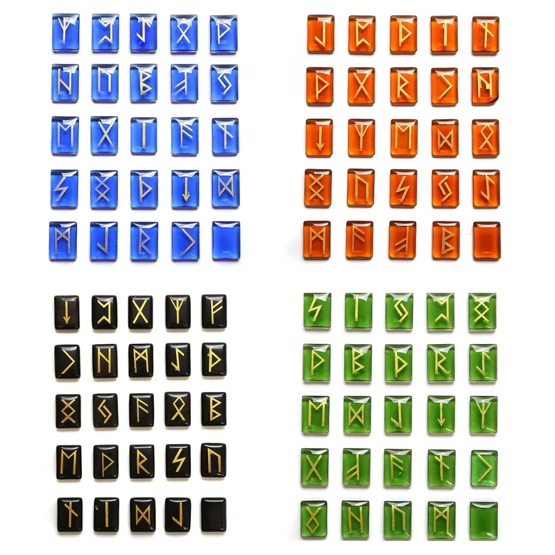 

Tumbled Engraved Lettering Rune Stone Solid Color Set for Divination Fortune-telling Wicca Crystals Healing Chakra Reiki