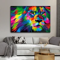 modenr colorful animal oil painting on canvas abstract animal head posters print pictures living room home decoration no frame