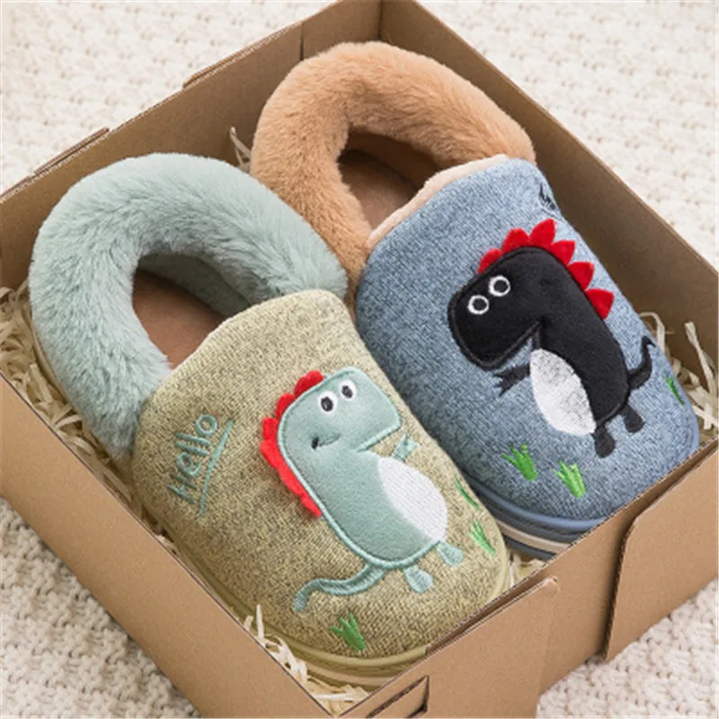 Тапочки для мальчиков и девочек на осень зиму домашняя обувь с милым мультяшным