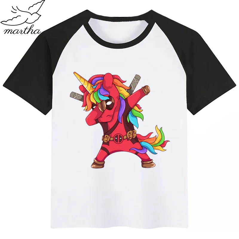 Deadpool/Детская футболка с принтом я Единорог летние топы для мальчиков и девочек