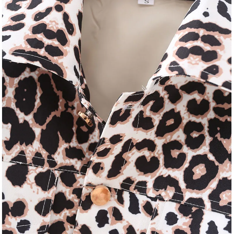 

Nice Spring Fashion Leopard Jacket lapel Single-breasted short Blouse Female Casual Streetwear Za Nice