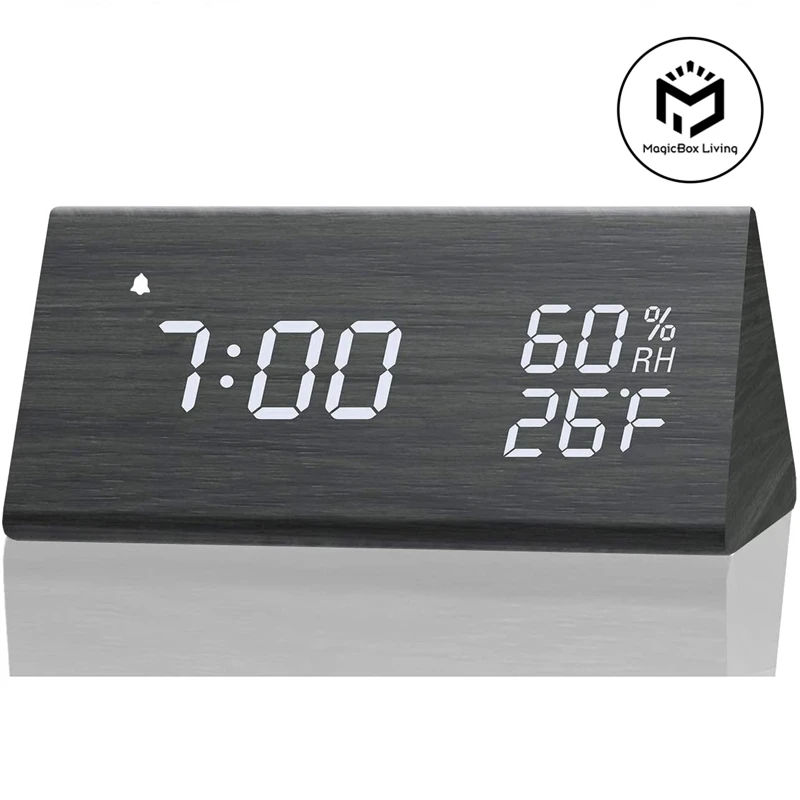 Clock Led Time Display Usb Charger Humidity And Temperature Detection Digital Alarm Clock For Bedside Table