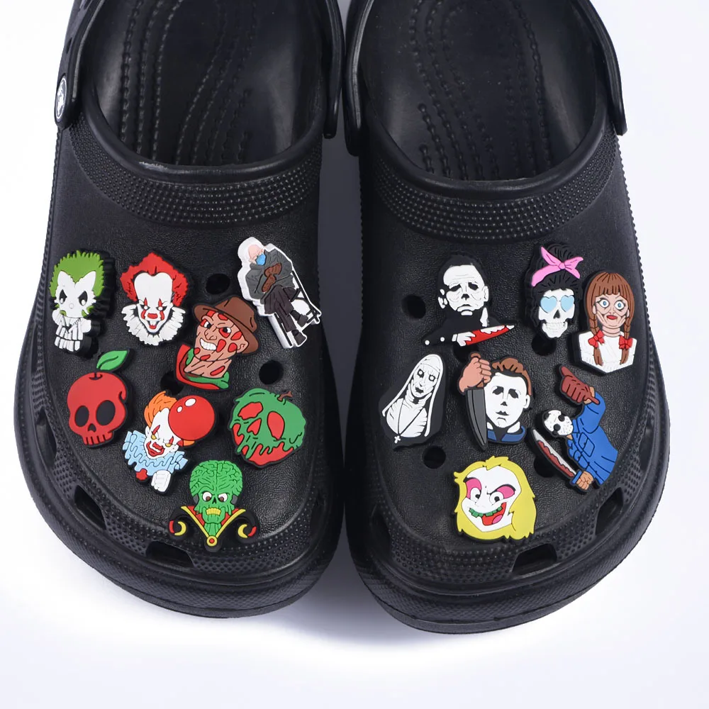 

1pcs Horror Movie Soft PVC Shoe Charms Cartoon Clog Sandal Bullet Shoe Accessories Decoration Fit Croc JIBZ Kids Gifts