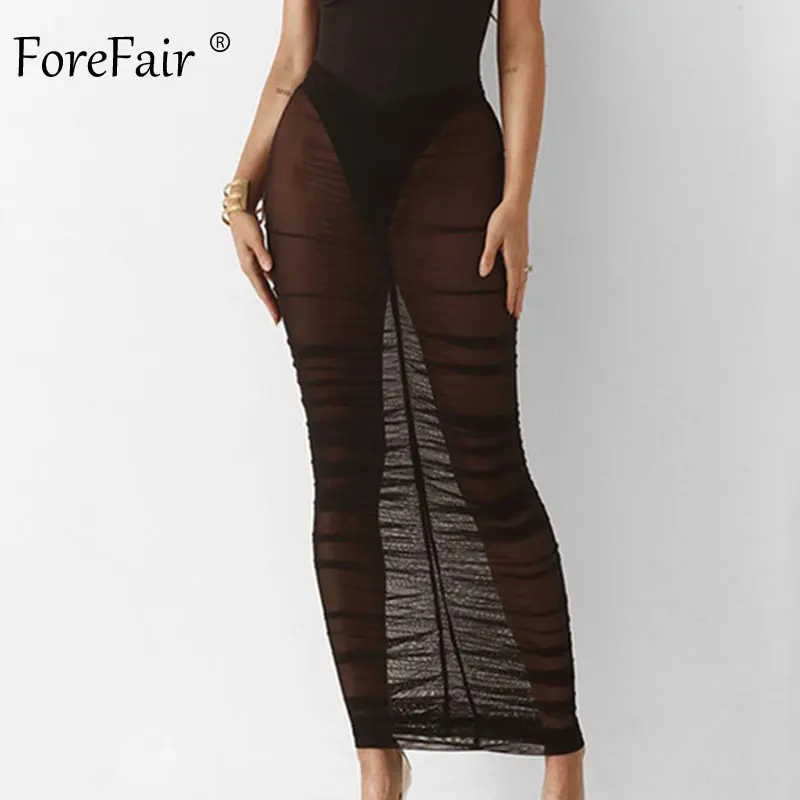 Женская сетчатая юбка Forefair прозрачная с высокой талией для клубной вечеринки