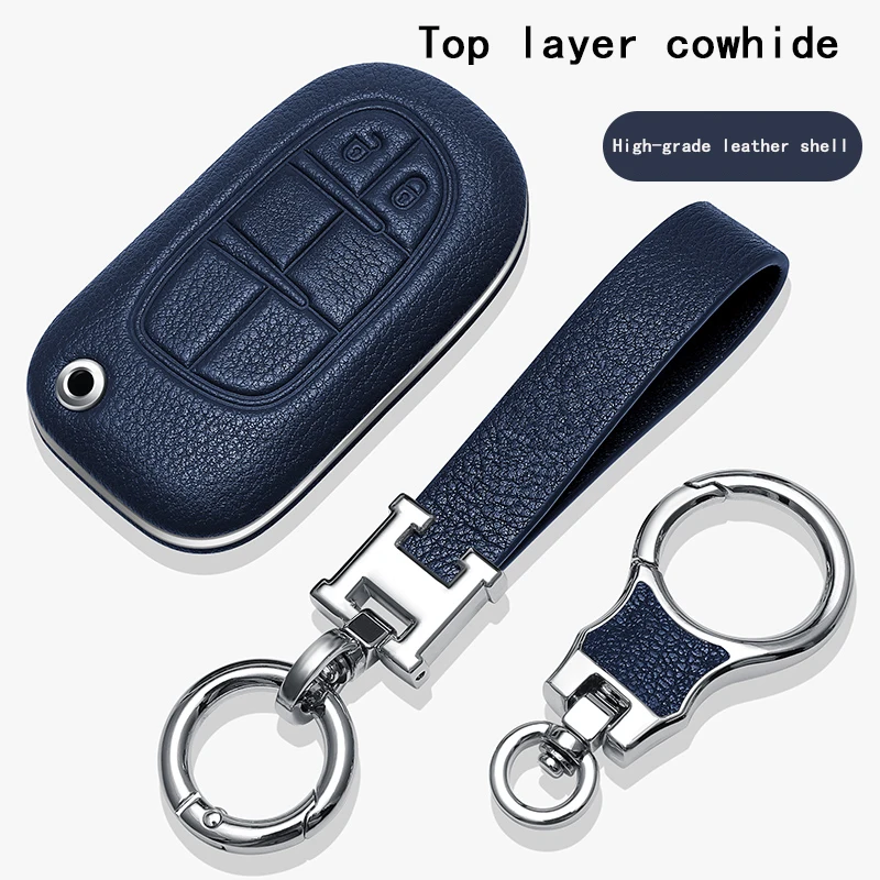 Leather Remote Car Key Fob Cover Case Shell For Jeep  Grand Cherokee Renegade For Dodge Charger Challenger Dart Journey Chrysle