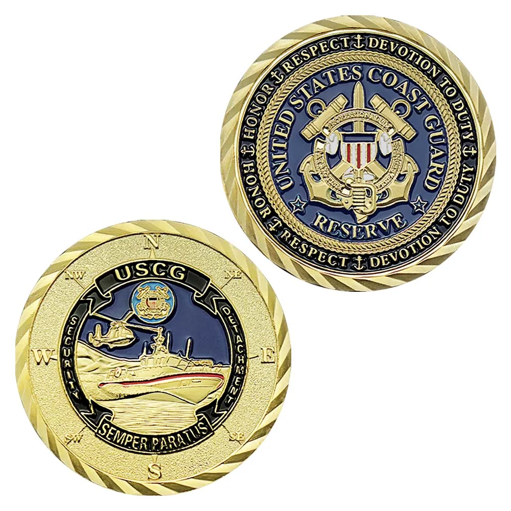 

Coast Guard Souvenirs and Gifts US Coin Semper Paratus USCG Core Values Challenge Coin Veteran Gold Plated Commemorative Coin