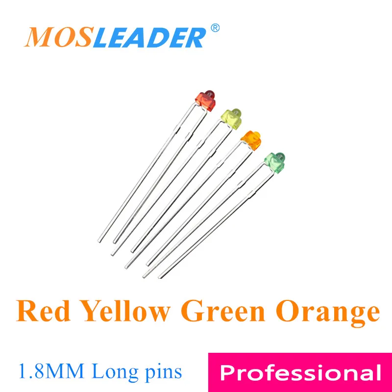 

Mosleader DIP LED 1.8MM 1000PCS Red Yellow Green Orange Long pins F1.8 Small Nipple led Color turn color