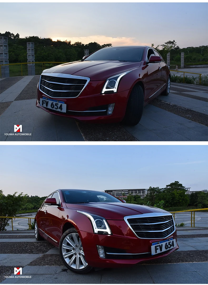Car Styling for Cadillac ATS Headlights- ATS ALL LED Headlight DRL Bi-LED Lens High Low Beam Parking Fog Lamp