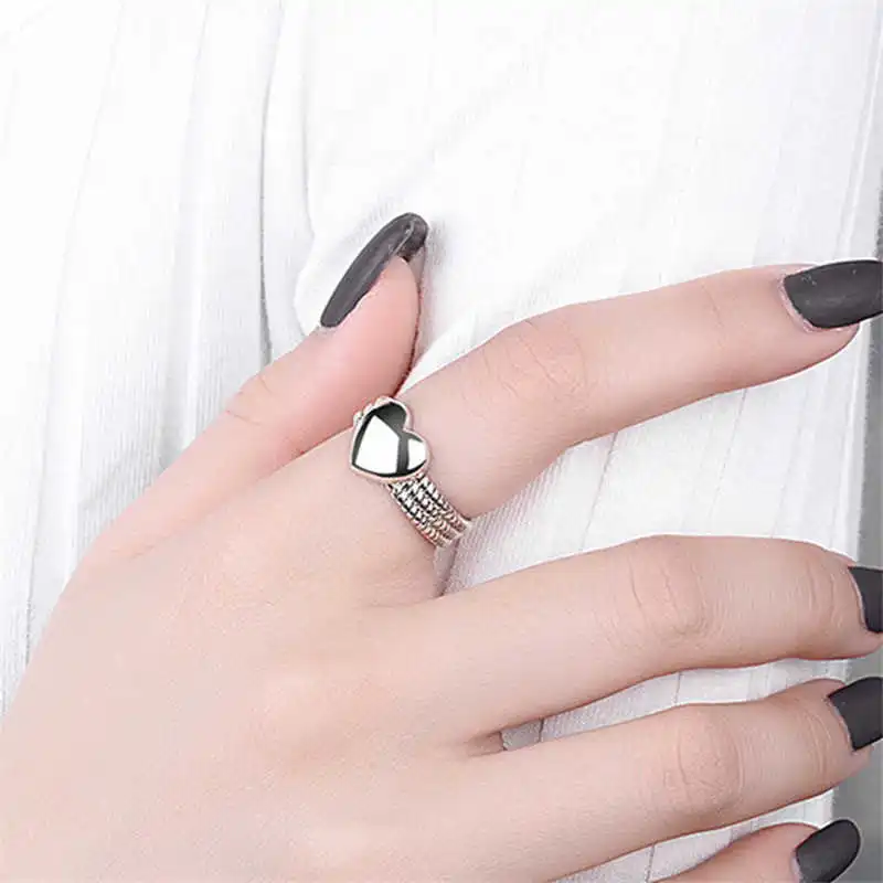 

Form of the heart shape of the vintage Sterling silver rings for girls birthday party fine jewels 2021 accessories jz464