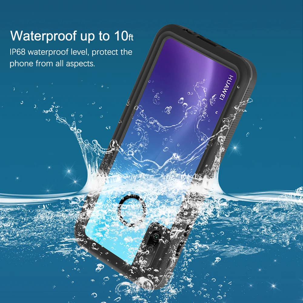 

for Huawei P30 P40 Lite Mate 20 Mate 30 Pro Case IP68 Diving Waterproof Rugged Cover Clear Back Case with Screen Protector