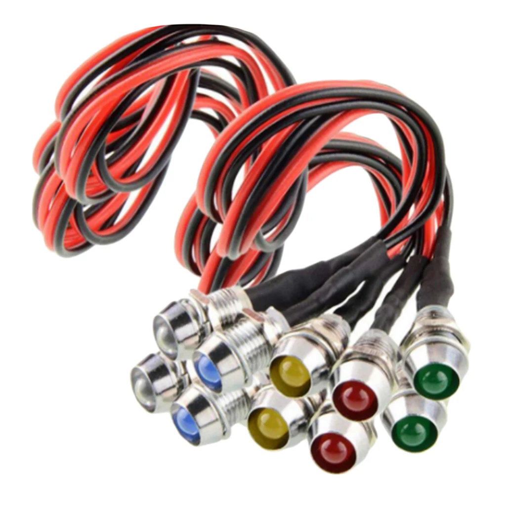 

10x Car Boat 8mm LED Indicator Light Dash Dashboard Panel Warning Lamp