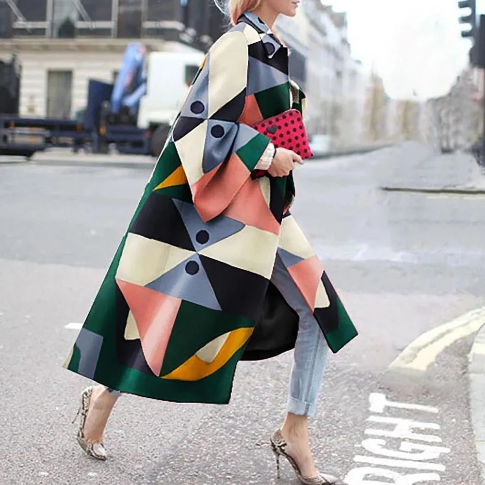 Женский шерстяной тренчкот размера плюс дизайнерское длинное пальто для офиса с