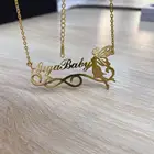 Ожерелья с именем Qitian, ювелирные изделия из нержавеющей стали с ангелом, индивидуальный кулон для женщин, подарок на день рождения, Индивидуальные ювелирные изделия