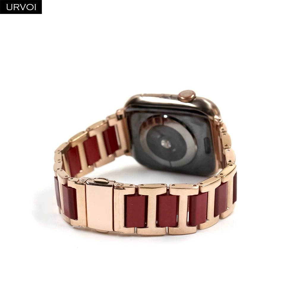 Браслет URVOI link для Apple Watch series 6 SE 5 4 3 2 1 браслет iwatch из нержавеющей стали с резиновым
