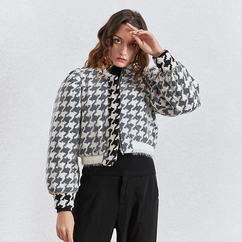 TWOTWINSTYLE Loose Patchwork Mesh Women's Coats O Neck Lantern Long Sleeve Ruched Hit Color Jackets Female Clothing Fashion