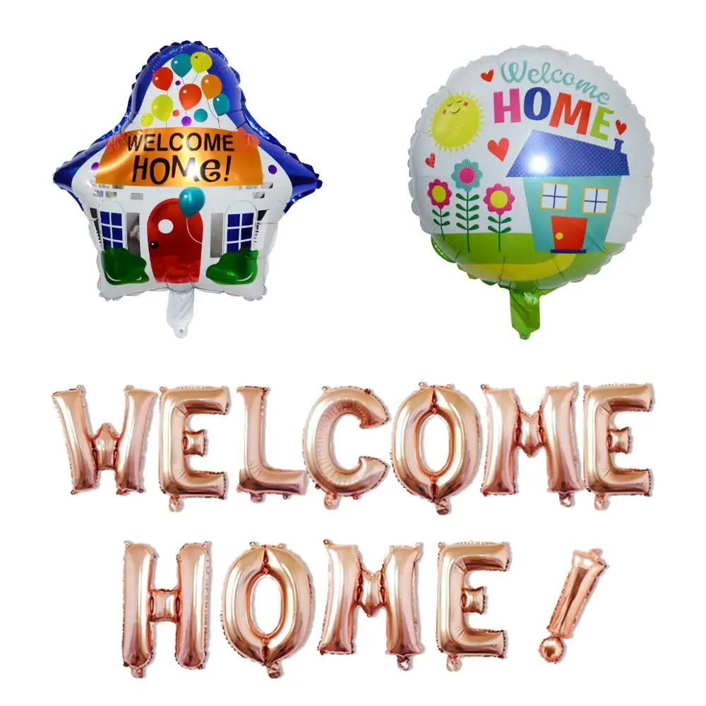 Гелий Алюминий Фольга дом шар Добро пожаловать на домашней странице баннер назад