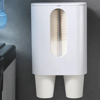 disposable paper cups dispenser automatic cup storage rack wall mounted dustproof cups container holder pull plastic cup shelf