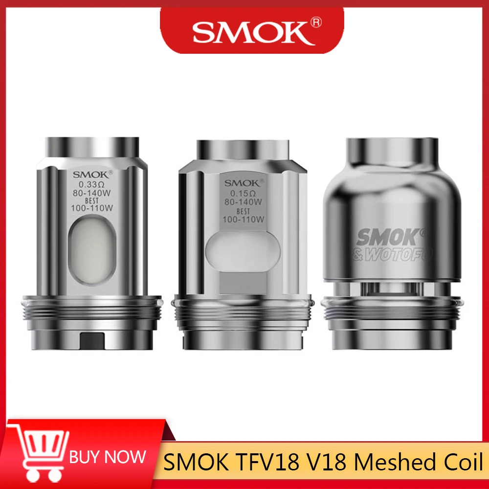 

SMOK TFV18 Coil 0.15ohm V18 Dual Mesh Coil Dual Mesh 0.15ohm V18 RBA Coil Head Vaporizer Core For TFV18 Tank Morph 2 Kit