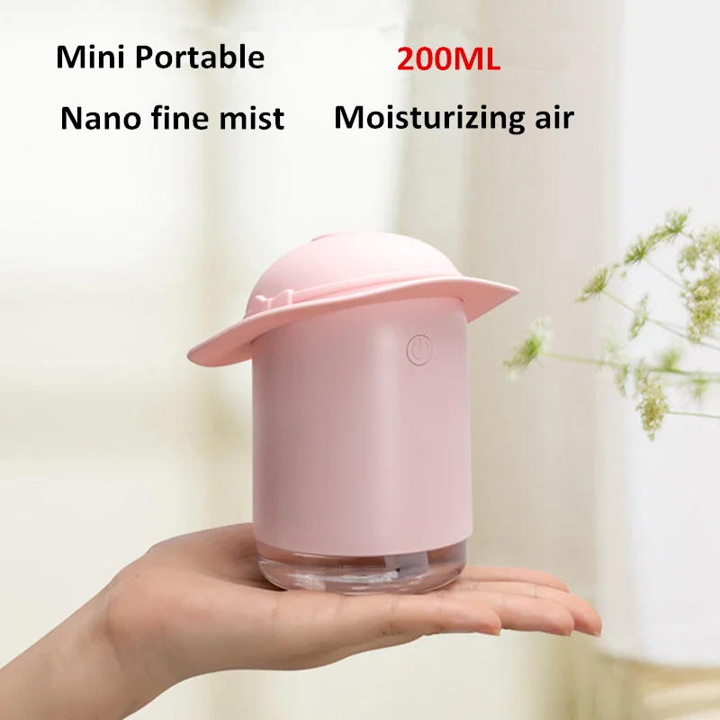 200ML USB Cool Mist Mini Air Humidifier Cap Portable Ultrasonic electric Essential Aroma Diffuser With Night Lamp For Home Car | Бытовая