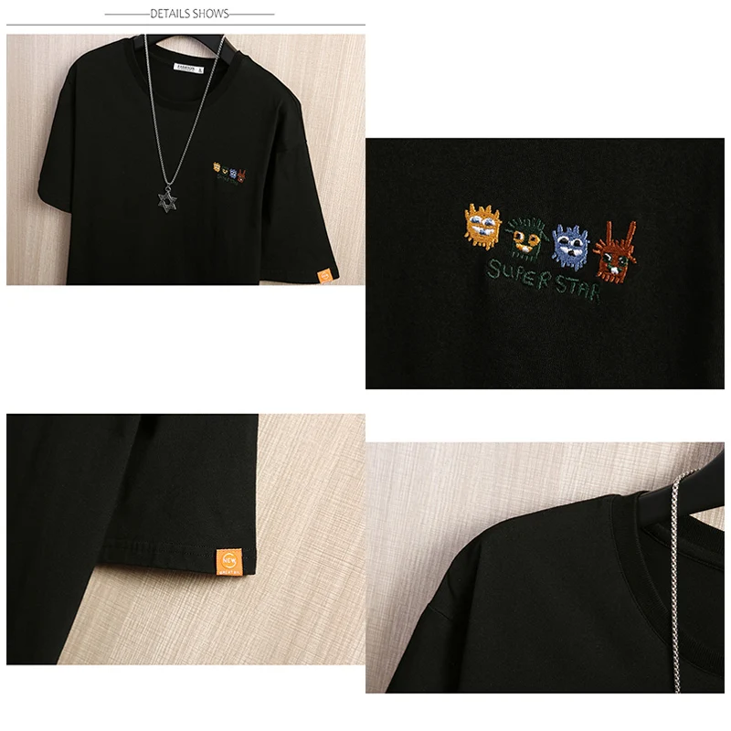 

TFETTERS Brand 2021 Summer Tee Tops New Cotton O-Neck Short Sleeve Mens Clothes Casual Fashion Embroidery Youth Men Clothing