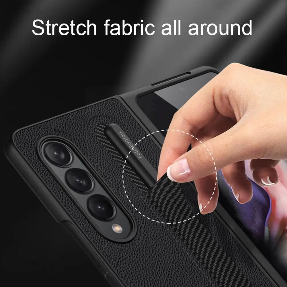 suitable for samsung fold3 folding screen pen slot mobile phone case creative all inclusive flip cover case p9y1 free global shipping