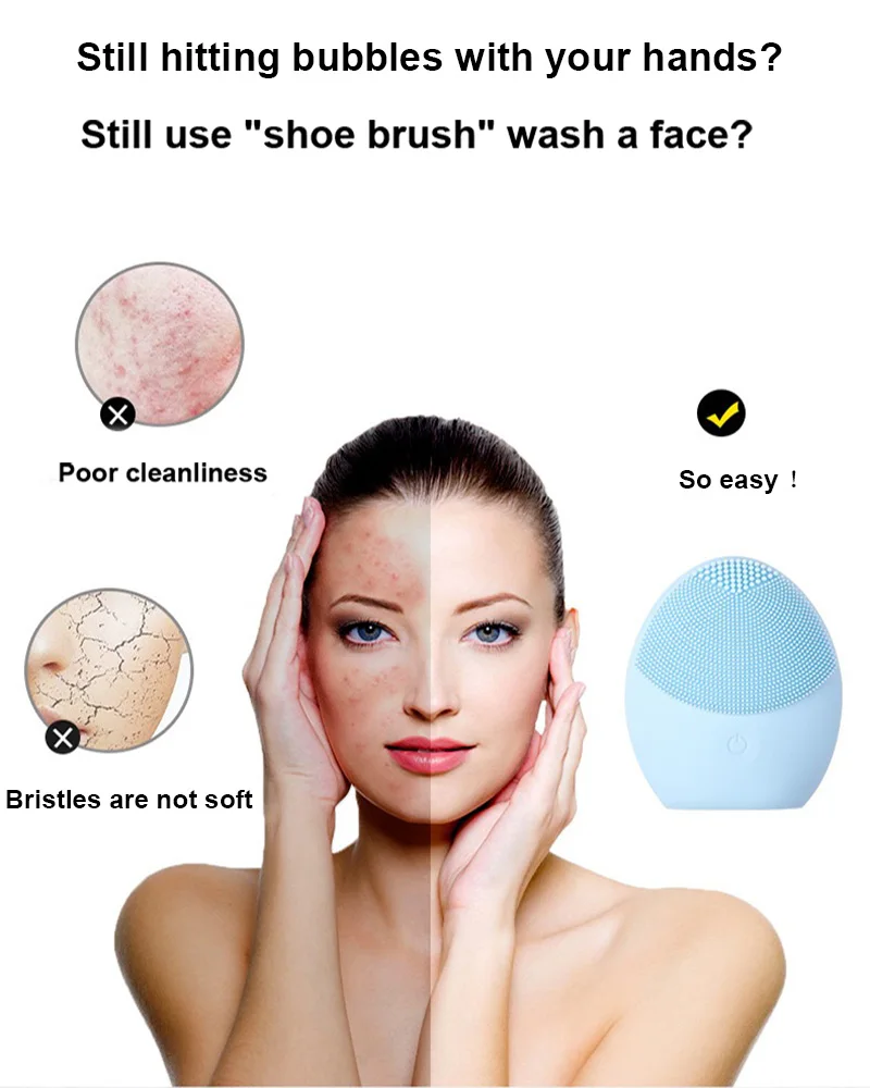 

Face Mini Electric Massage Brush Vibration Pore Washing Machine Waterproof Silicone Facial Deeply Cleansing Tools Skin Cleanser