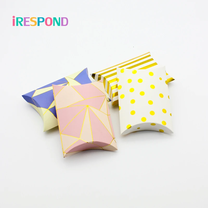 50 шт. золотая коробка для подушек шоколадного печенья конфет свадебные сувениры