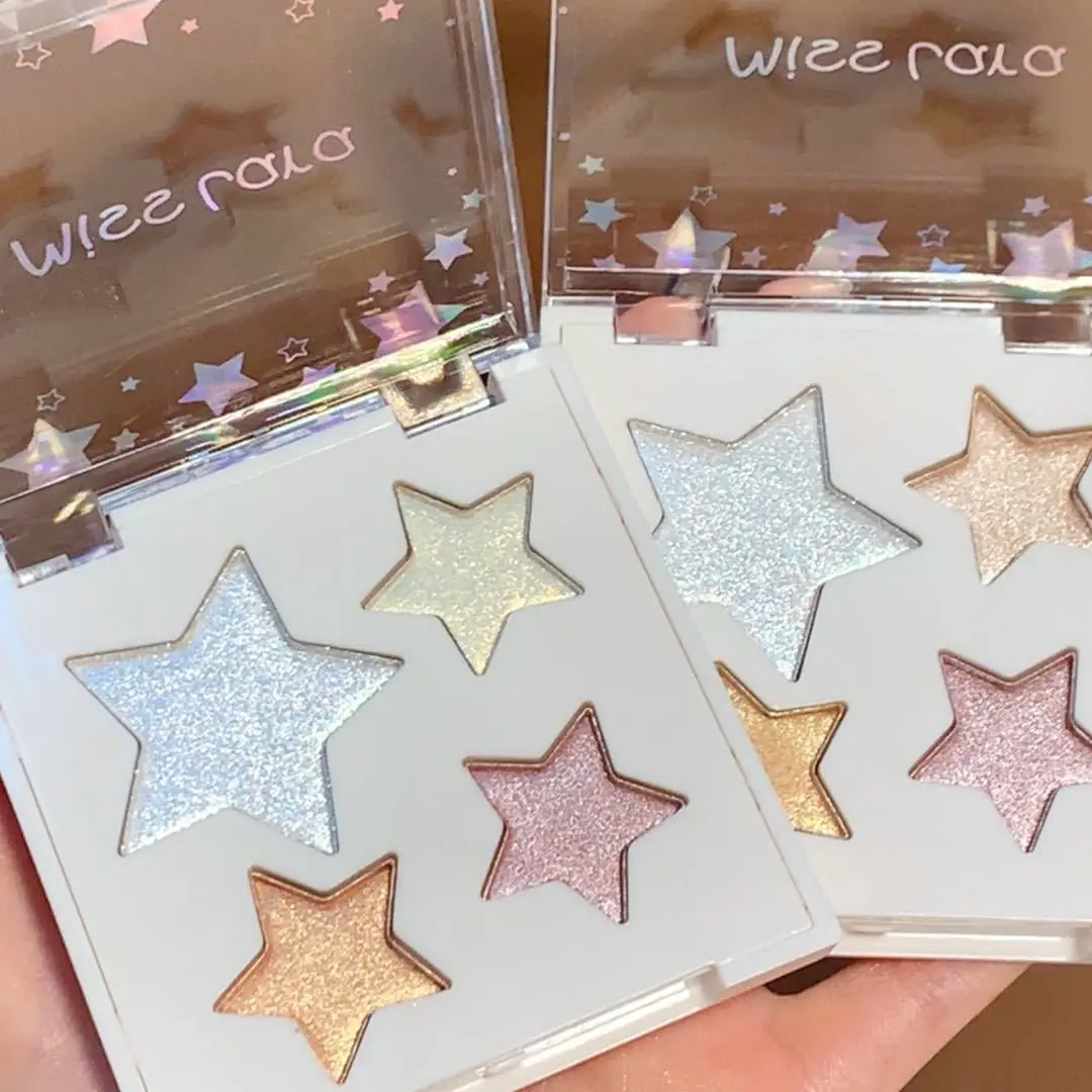 

MISS LARA Shimmer Highlighter Highlight Makeup Contour Palette 4 Colors Shimmer Blush and Makeup Highlighter Palette Highlighter