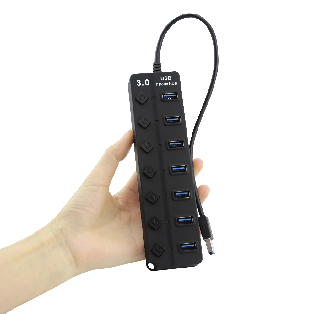 

7 Ports USB 3.0 HUB High Speed Multi 3.0 Hub USB Splitter With Ernonomic Power Switch For Laptop Adapter PC Macbook Accessories