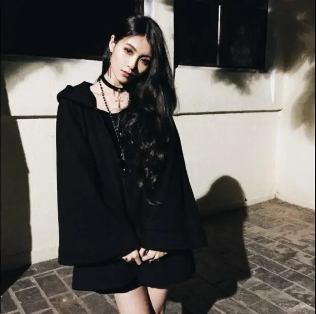 Ruibbit осенне зимнее женское твидовое Пальто Harajuku Goth Skeleton с принтом Луны толстовка