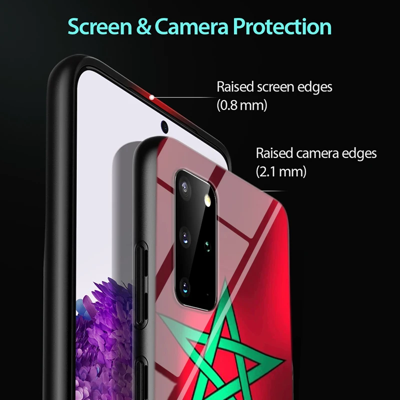 

MA Maroc Morocco Flag for Samsung S20 Ultra Plus A91 A81 A71 A51 UW A41 A42 A31 A21 A21S A11 5G Bright Black Phone Case