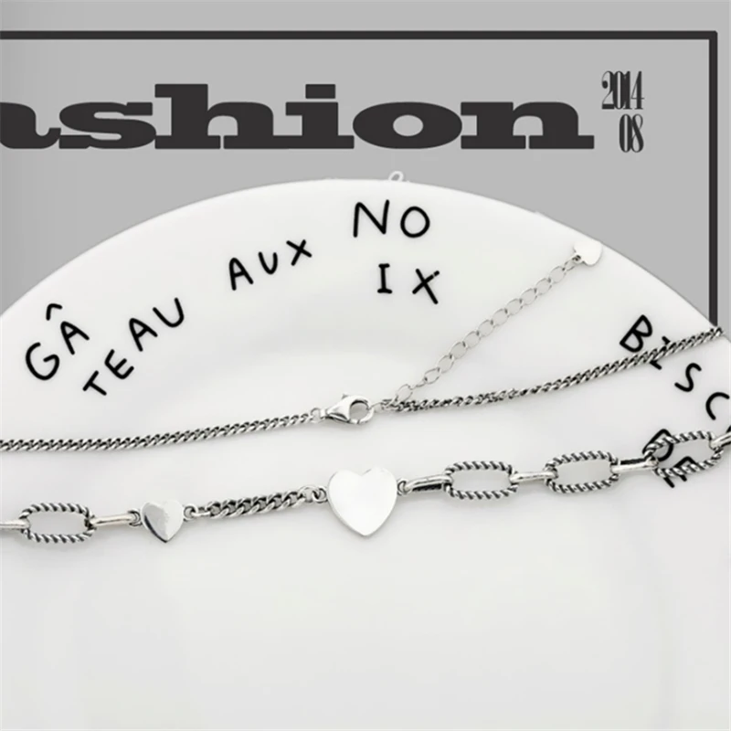 В Корейском стиле Модная Уличная обувь готик-Два сердца Винтажные Колье для