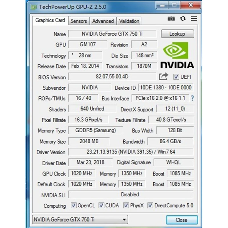 

Portable GTX750Ti 2GB GDDR5 128 Bit Direct Gaming Graphics Card PCI Express 3.0 16X with Cooling Fan for Computer Games