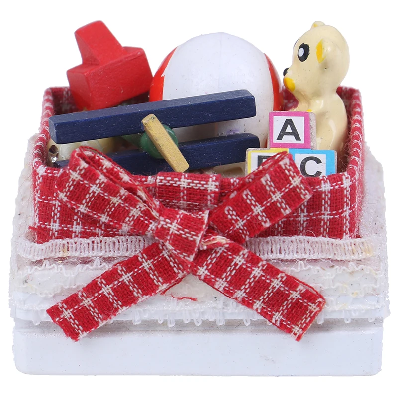 

1Pc DIY 1:12 Dollhouse miniature bear toy box model toys for doll house decoration Table Furniture Toy Sets