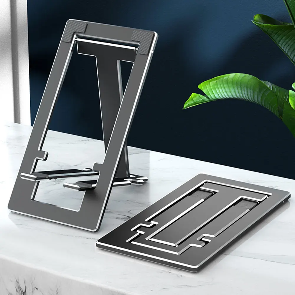 

Smart Phone Stand Aluminum Desktop Holder Adjustable Ultra-thin Tablet Supporting Cradle Grey