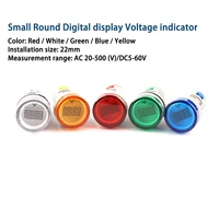 mini round digital voltmeter 22mm ac20 500vdc5 60v range voltage tester meter monitor indicator signal light led ac voltage met