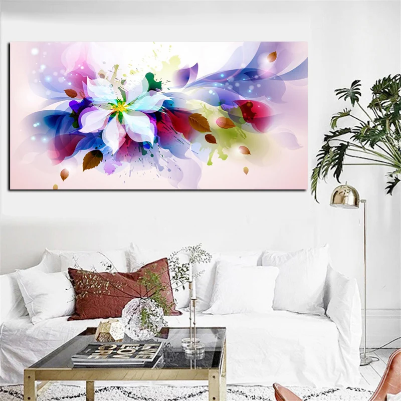 

Large Size 3D Watercolor Flower Abstract Canvas Pop Art HD Print Painting Poster Picture Wall Picture for Living Room