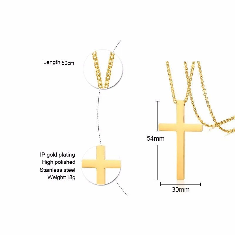 Большой золотой крест ожерелье для мужчин из нержавеющей стали кулон женщин